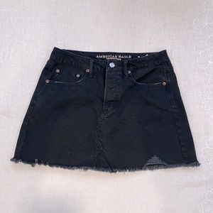 BLACK DENIM MINI SKIRT